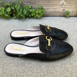 LOUSIE ET CIE Slip On Mules Shoes Women's 8.5 M Lo Finay Black Leather Dress
